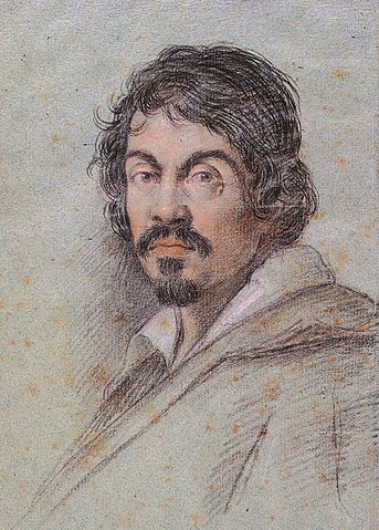 Chalk portrait of Caravaggio by Ottavio Leoni