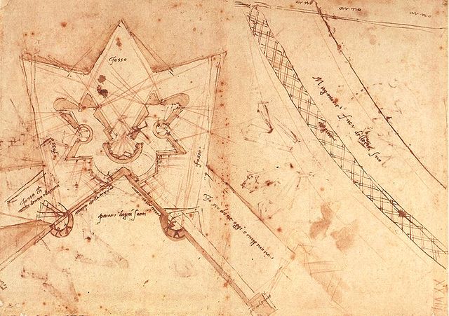 Blueprint by Michelangelo for fortifications to defend Florence.